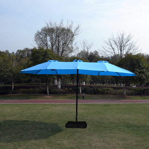 15x9ft Double-Sided Rectangular Patio Market Umbrella - Blue