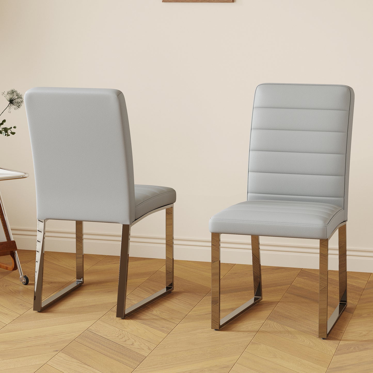 2-Pack - Premium PU Office Dining Chairs With High-density Foam,