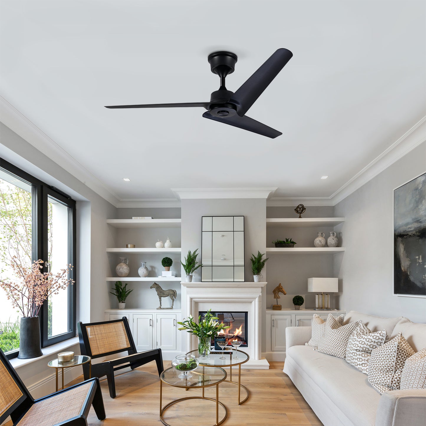 52-Inch Modern Ceiling Fan with Remote Control - Black