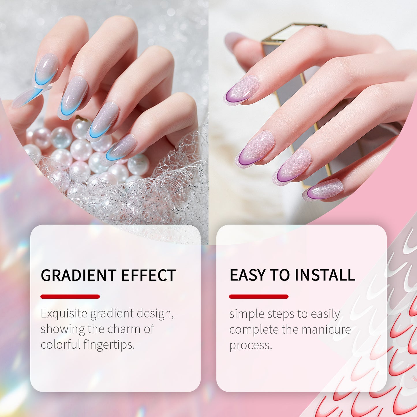 French Gradient Adhesive Nail Stickers - 23 Patch Set