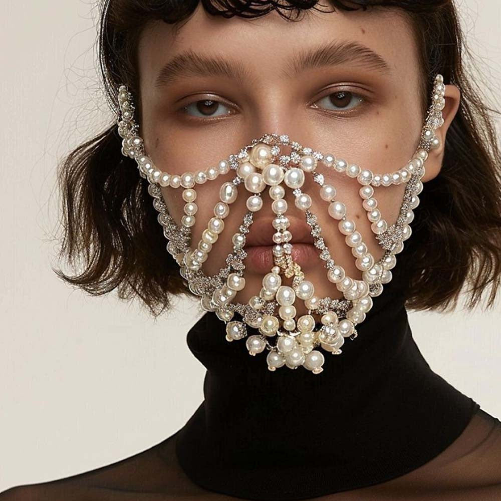 Rhinestone Party Mask - Metallic