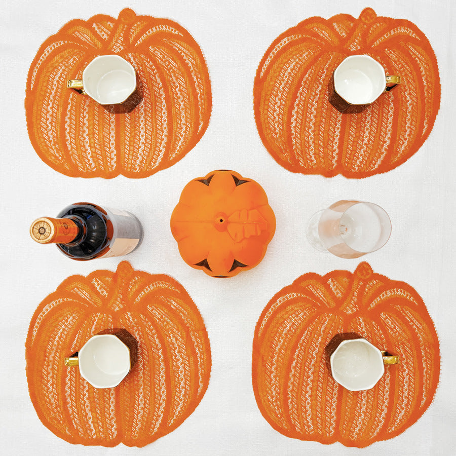 Woven Pumpkin Placemat Set for Dining & Home Decor - Multiple Styles & Quantity Options