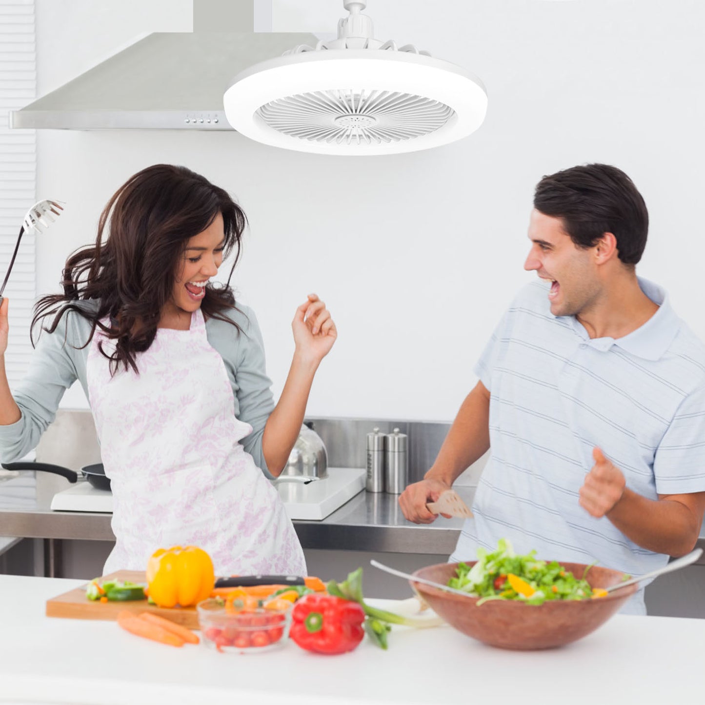 LED Ceiling Fan with Dimmable Lights Remote Control 9.44in E27 Socket