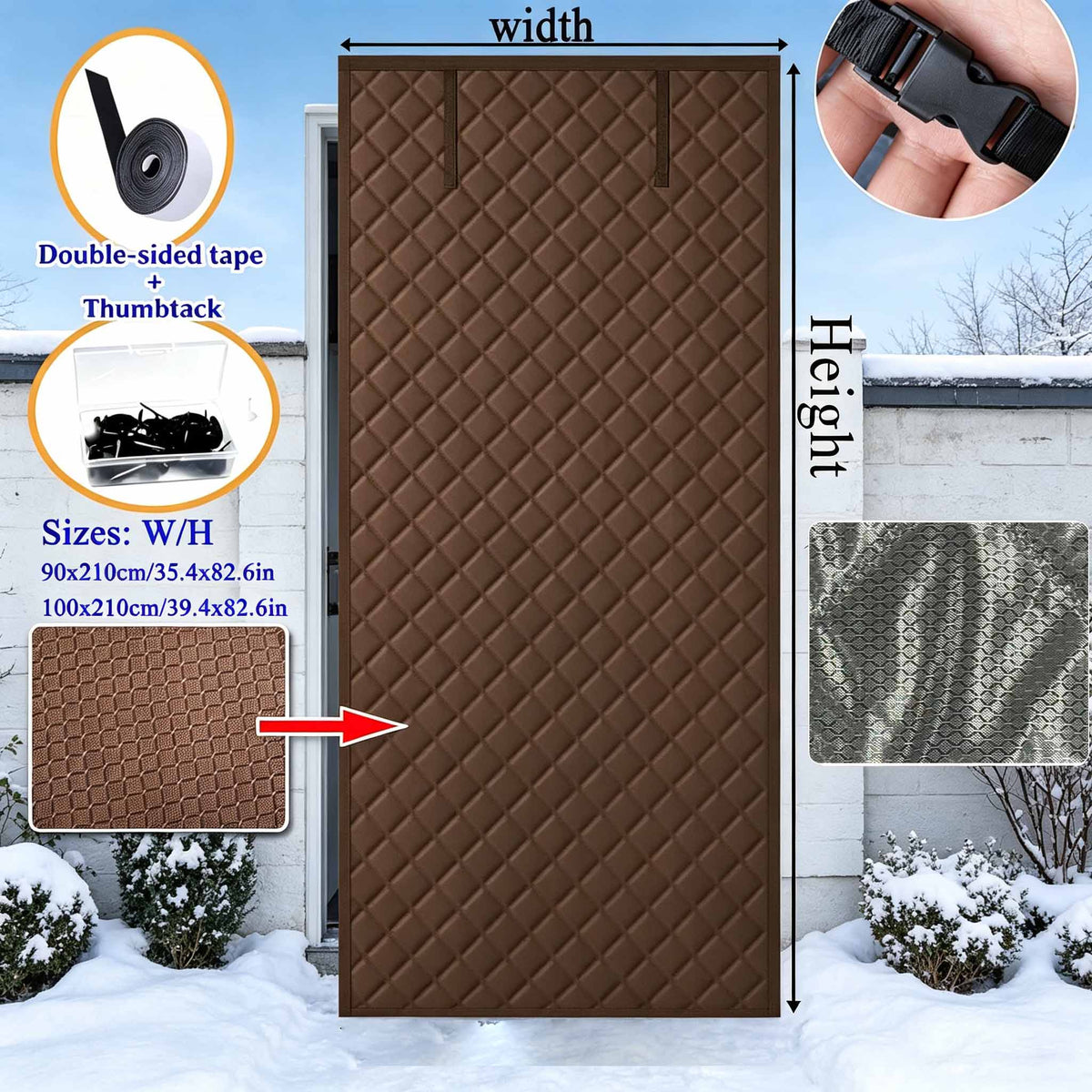 Insulated Roll-Up Door Curtain for Cold Weather Windproof Thermal Door Drape