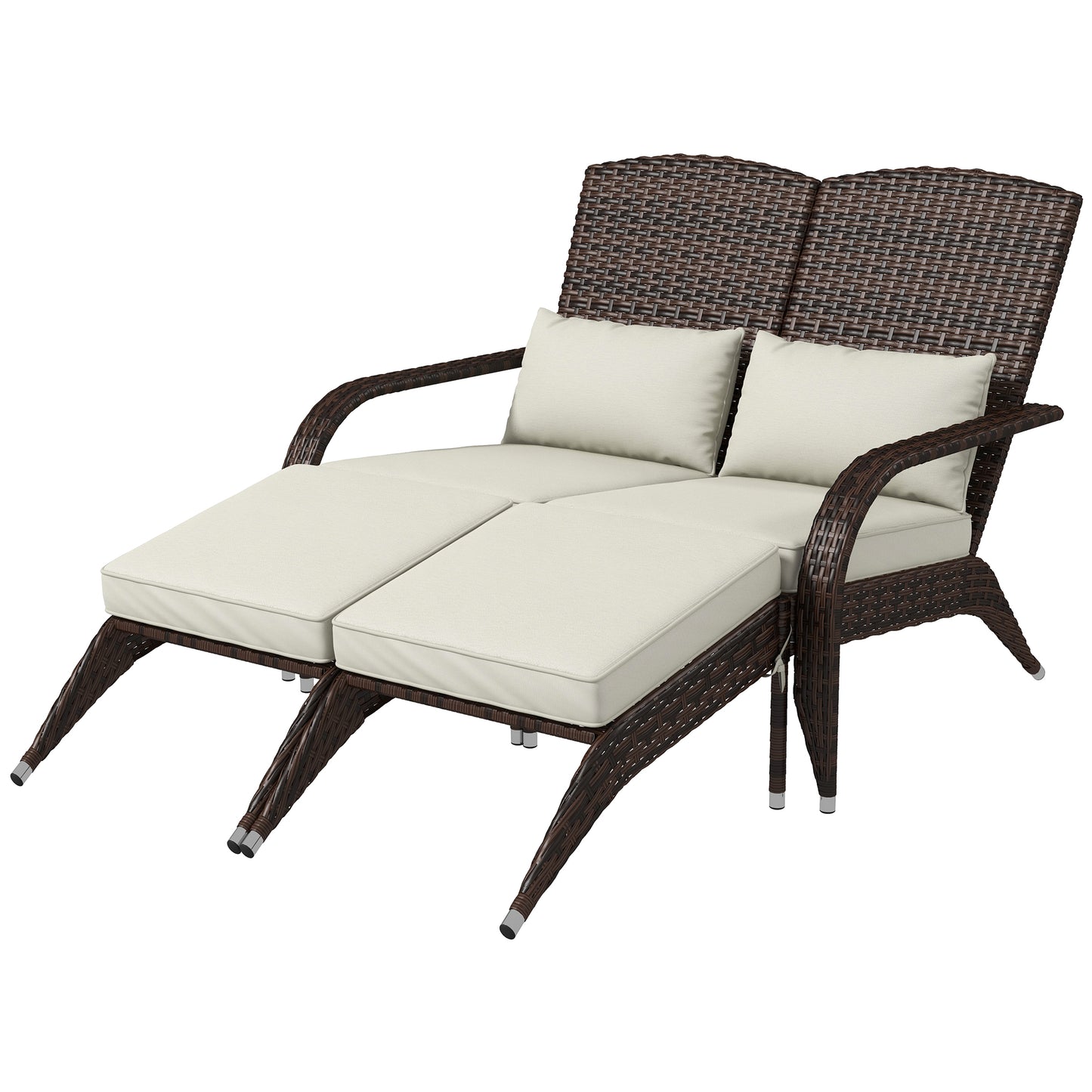 2-Person Wicker Adirondack Chair with Cushions - Cream White