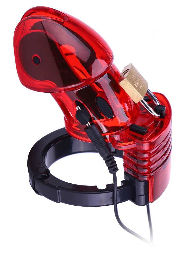 Electric Shock Chastity Cage for Men Adjustable Snap Ring Adult Wellness