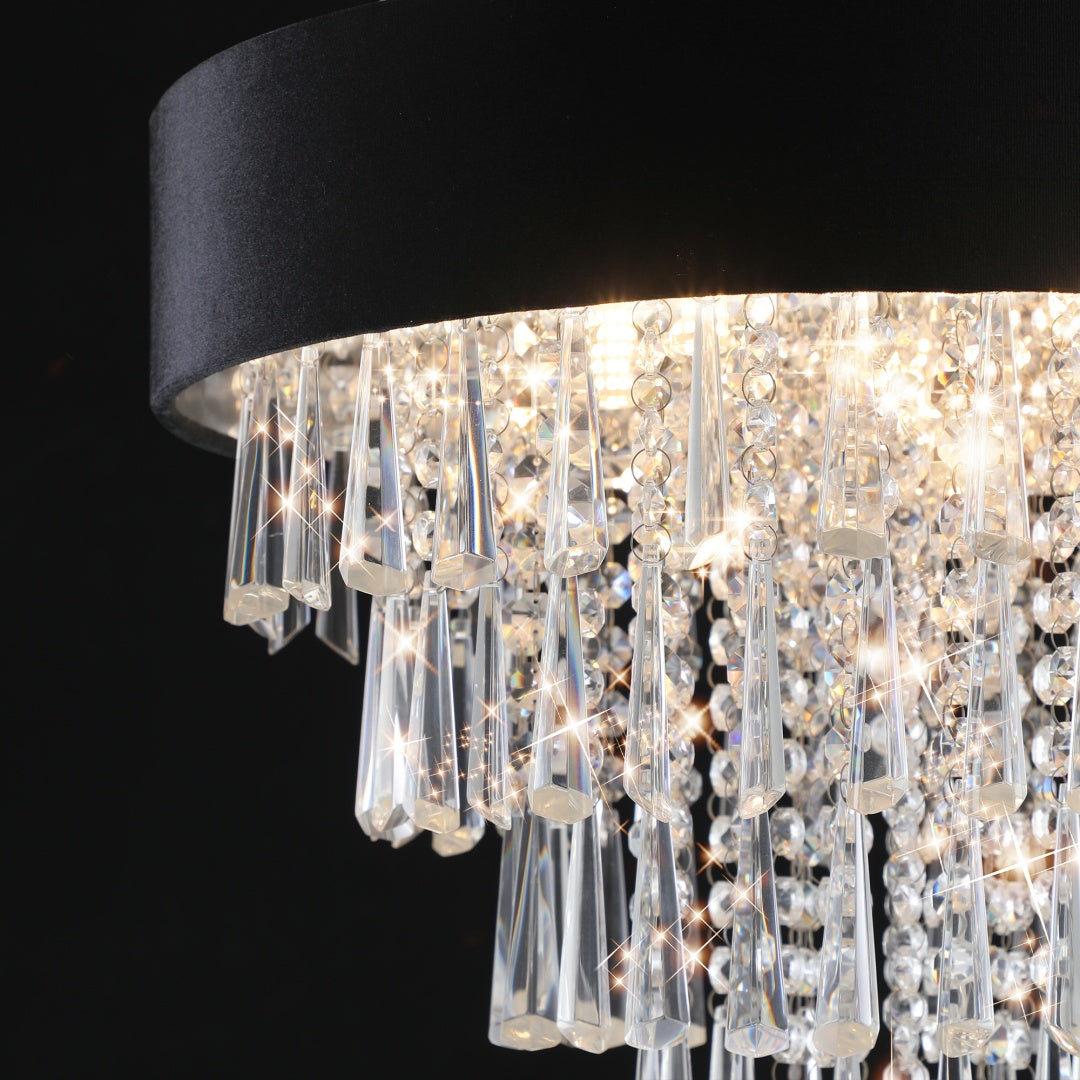 18-Inch Crystal Chandelier with Black Velvet Shade - 8 Lights
