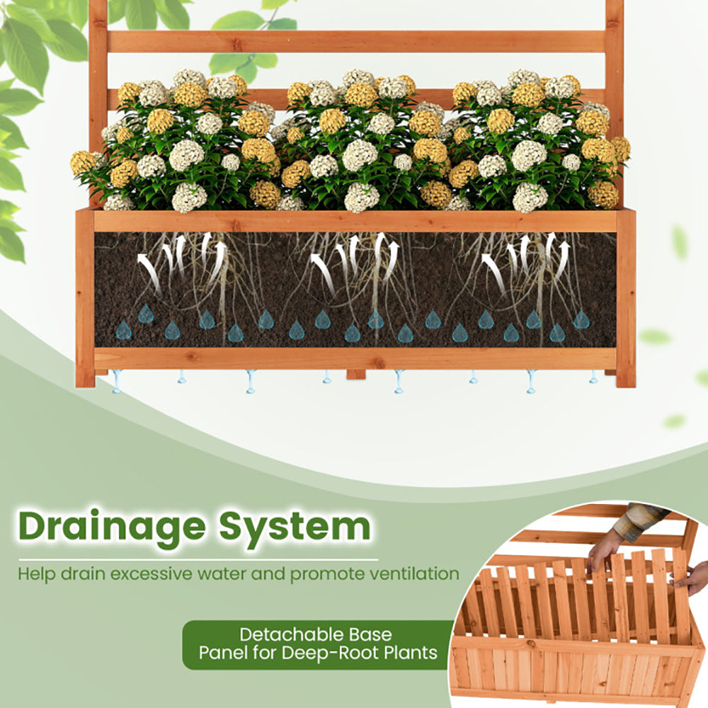 Wooden Raised Garden Bed with Trellis - 59 Inch Tall Planter Box