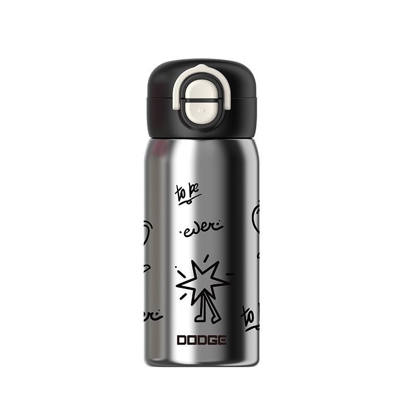 Portable Stainless Steel Flip-Lid Straw Cup for Outdoor Use