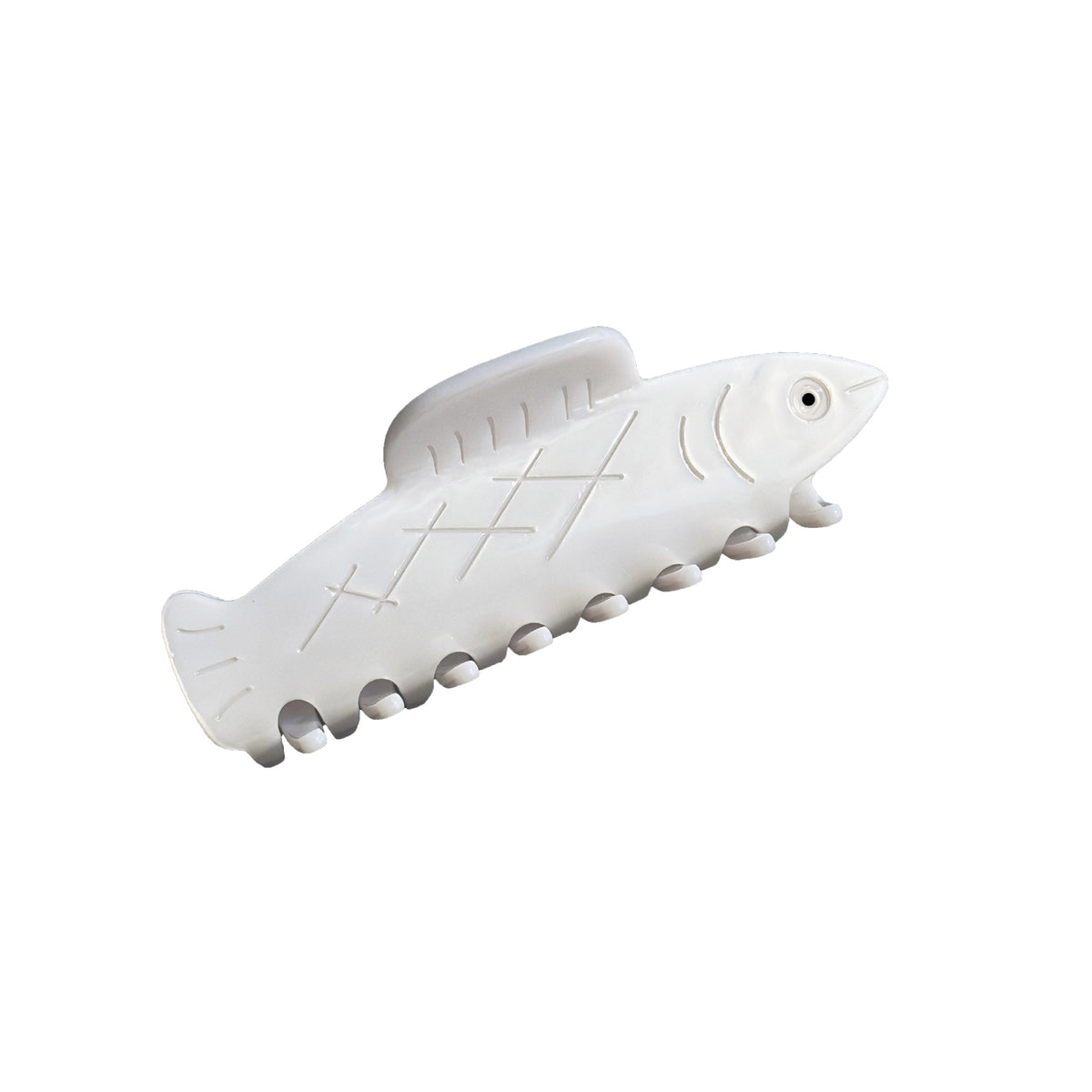 Silver White Tropical Fish Barrette Hair Clip