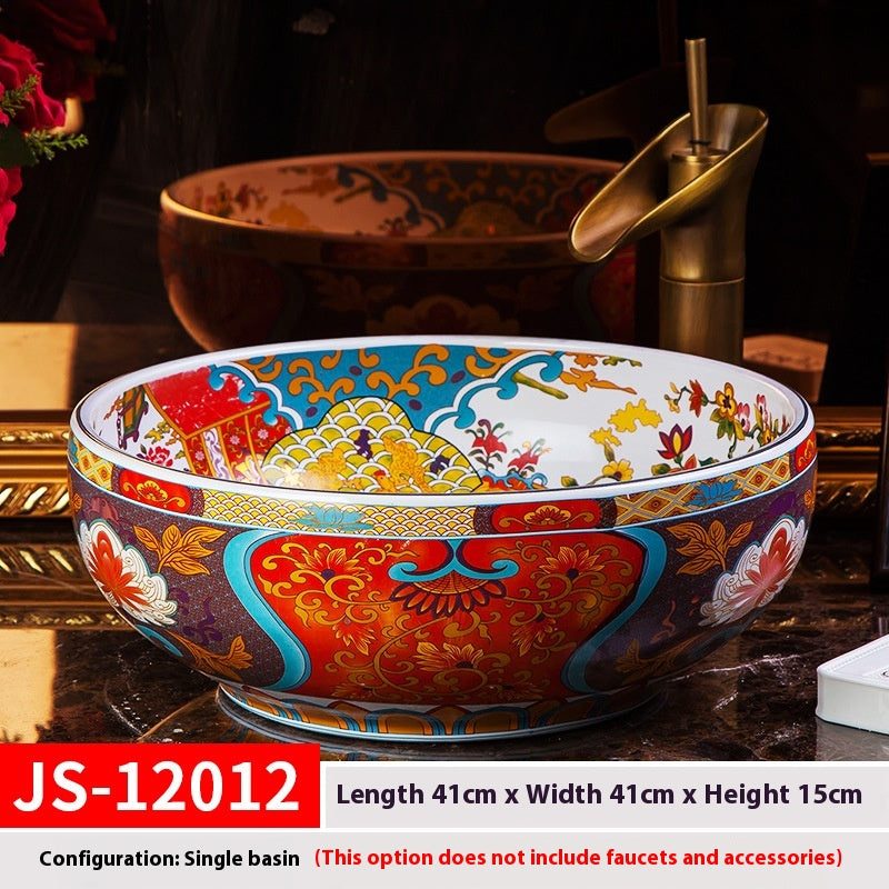Artistic Ceramic Hand Washing Basin Retro Style - Multiple Variants