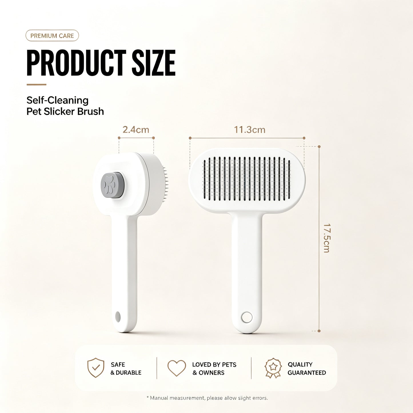 Pet Self-Cleaning Slicker Brush for Cats & Dogs - Gentle Deshedding Tool White
