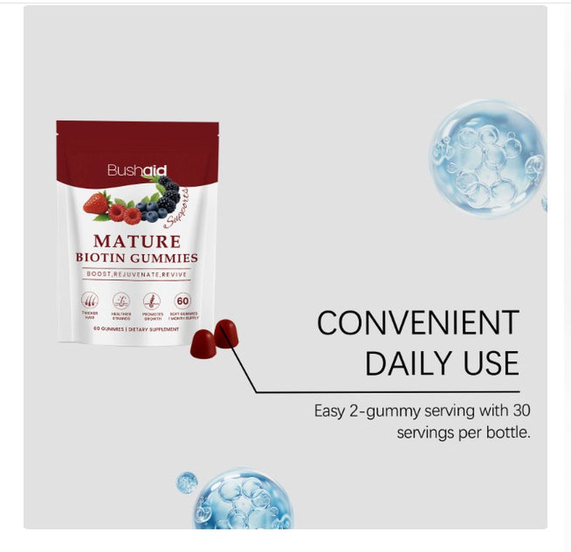 Hair Health Gummies - 60 Soft Candies with Vitamins & Biotin