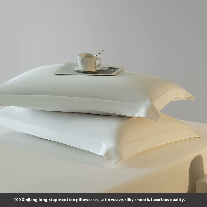 Solid Color Cotton Pillowcase Set - 48x74cm Long-Staple Home Bedding