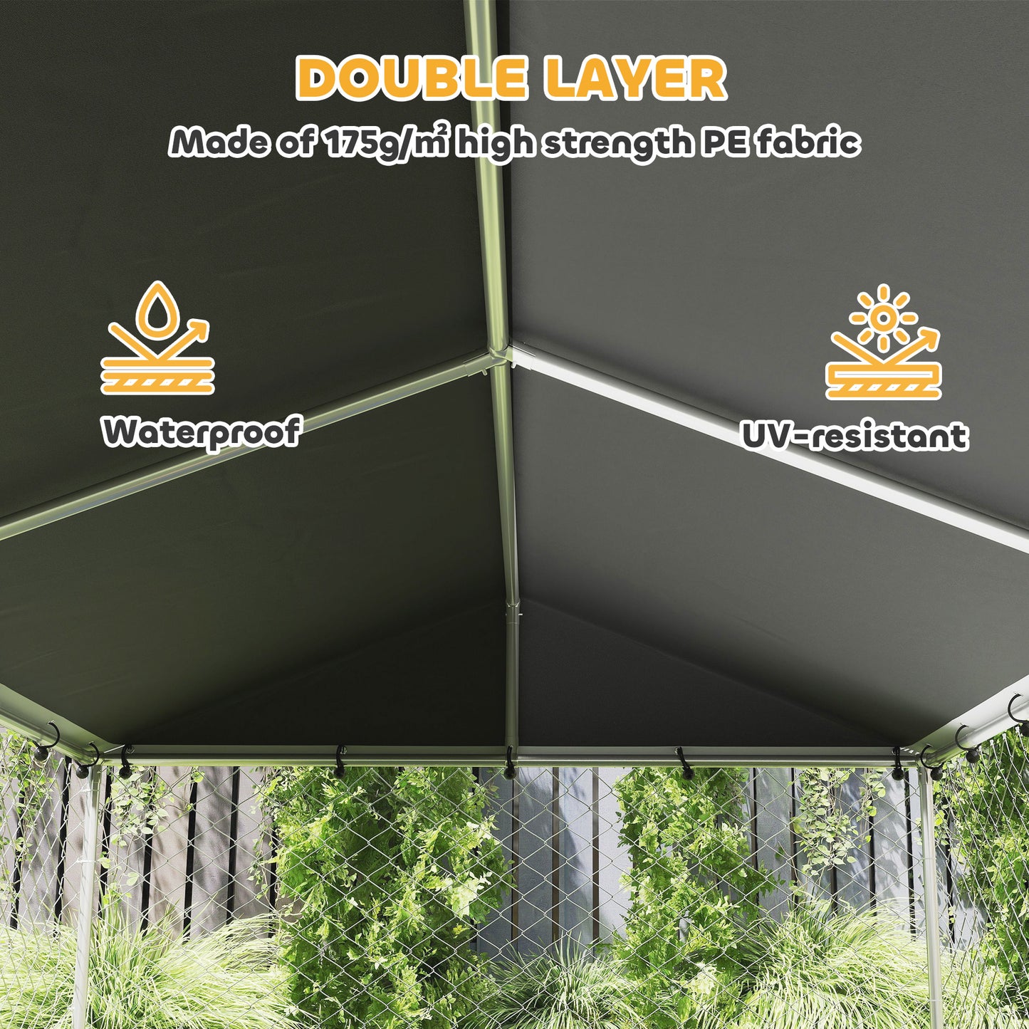 Outdoor Dog Kennel with Waterproof Cover & Lockable Door, 20x7.5x6.5ft