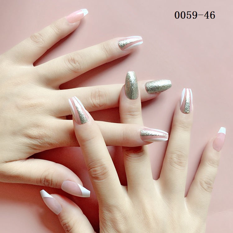 Women's Long Pointed Nail Art Sequins Set - Multiple Styles, 24 Pieces