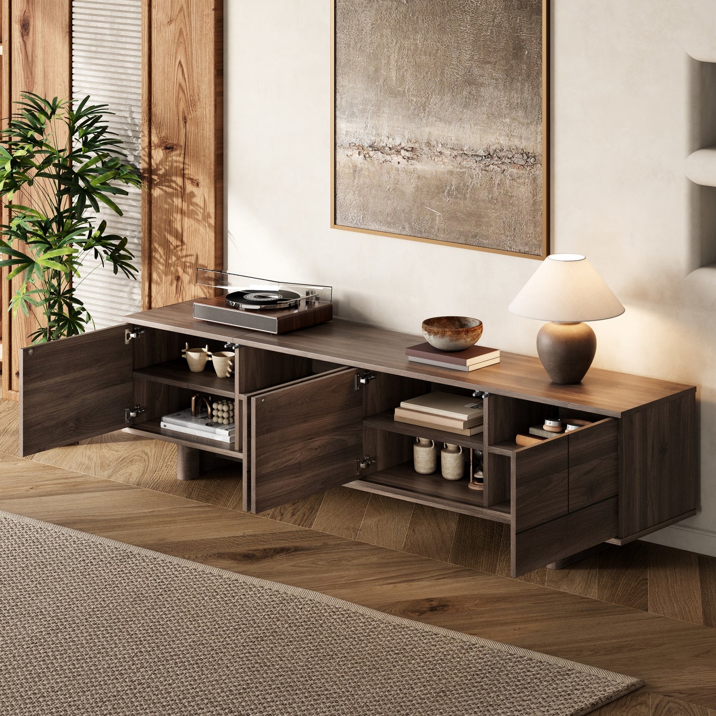Modern 78-Inch TV Stand for TVs up to 85" - Dark Brown