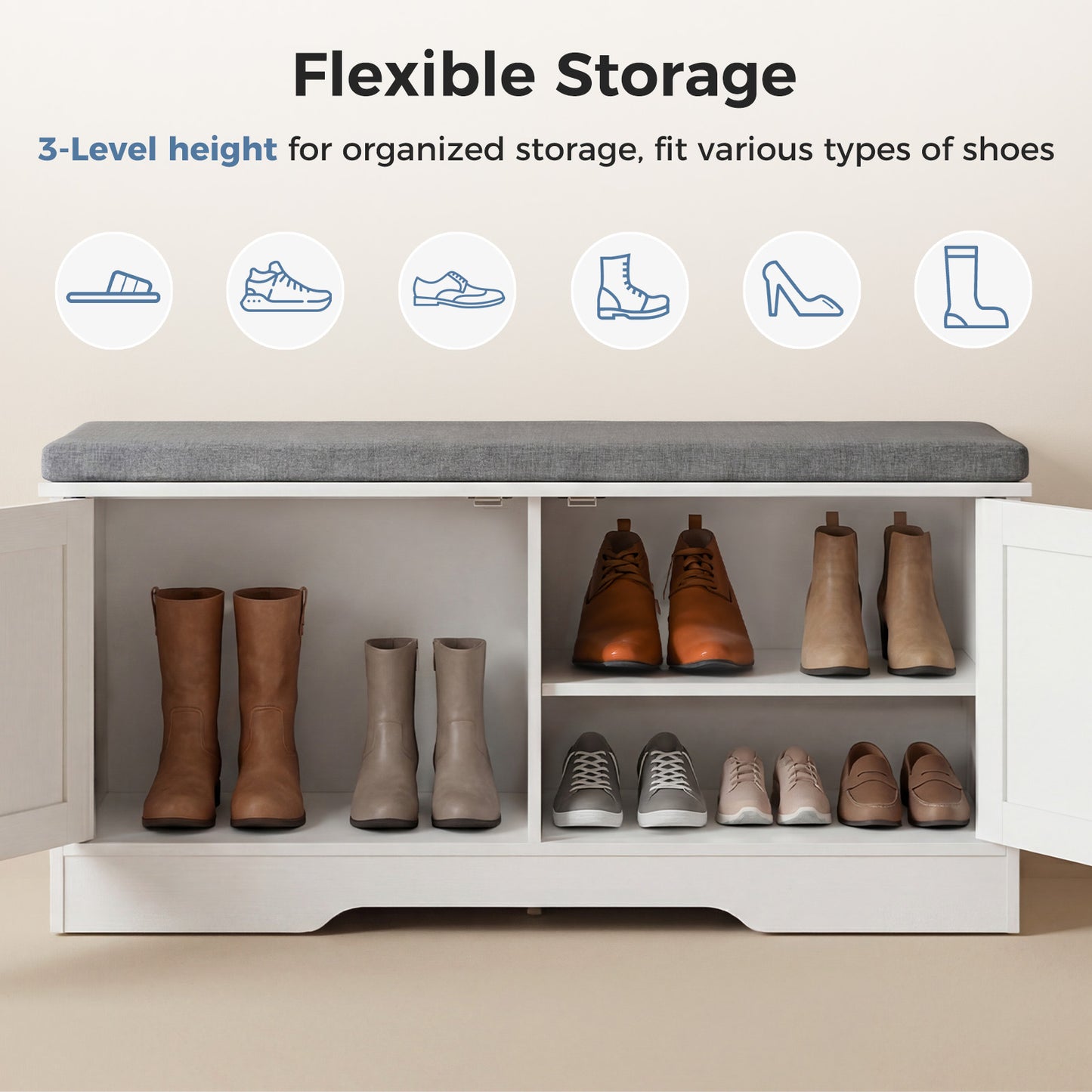 Wooden Shoe Storage Cabinet for Living Room - Multiple Sizes