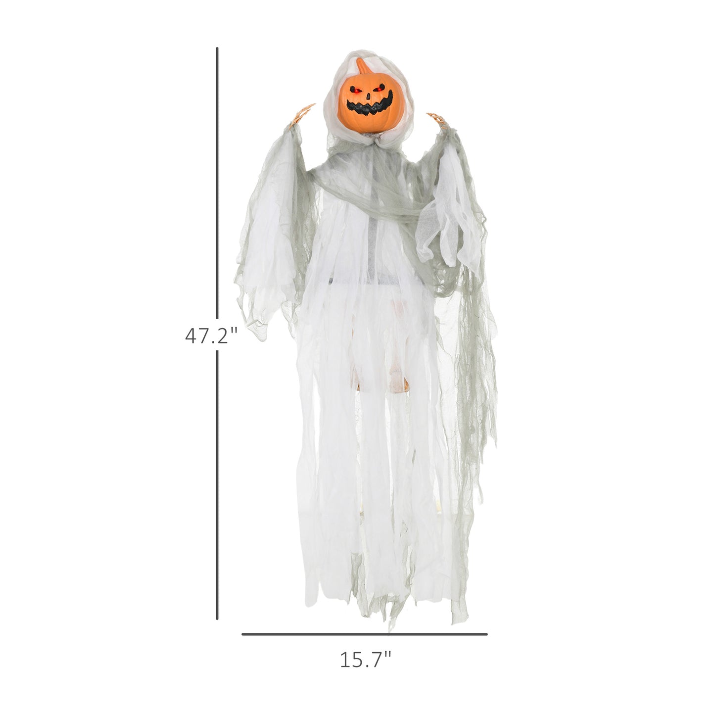 Sound Activated Halloween Pumpkin Ghost Prop with Light Up Eyes