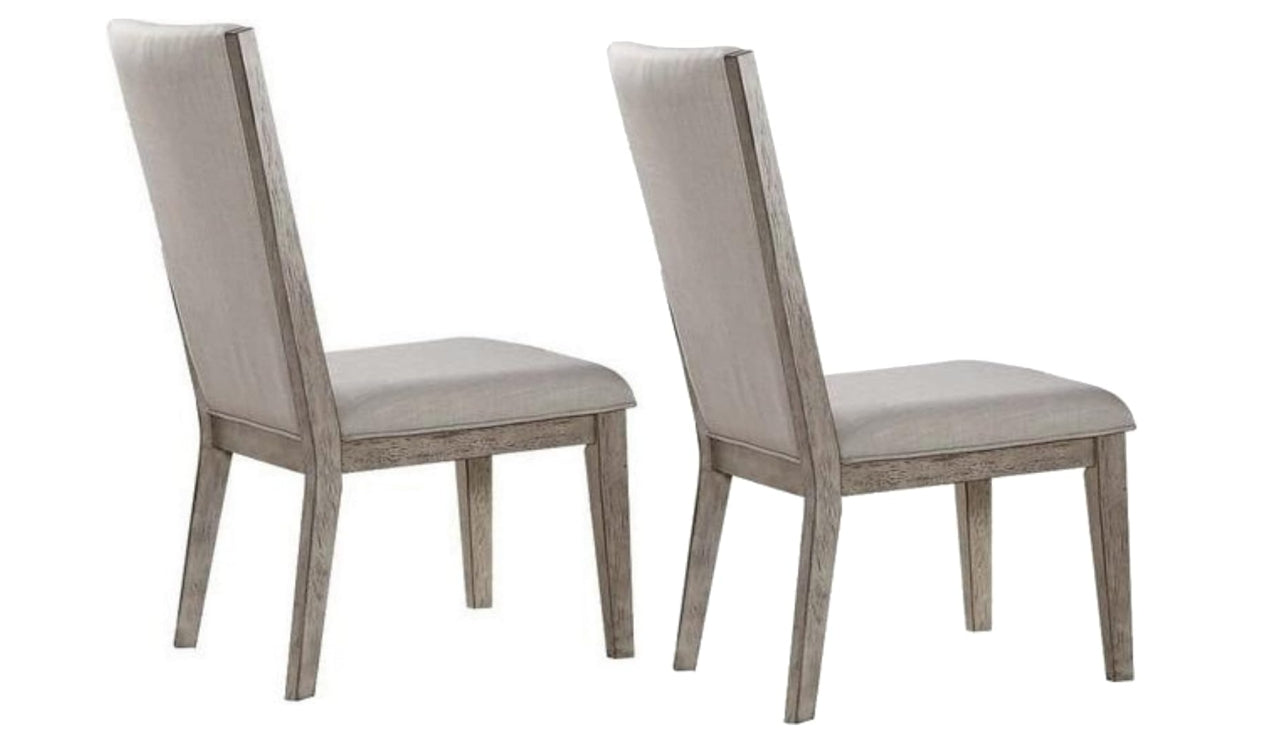 Set of 2 Rocky Gray Fabric Side Chairs with Oak Finish