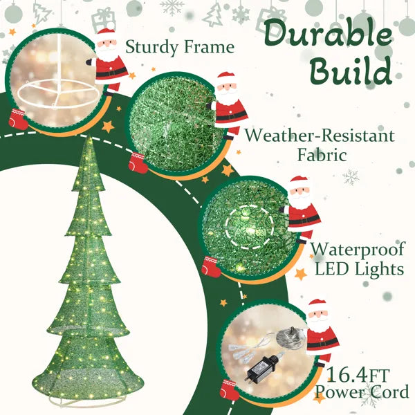 6FT Lighted Christmas Tree with 200 LED Warm White Lights