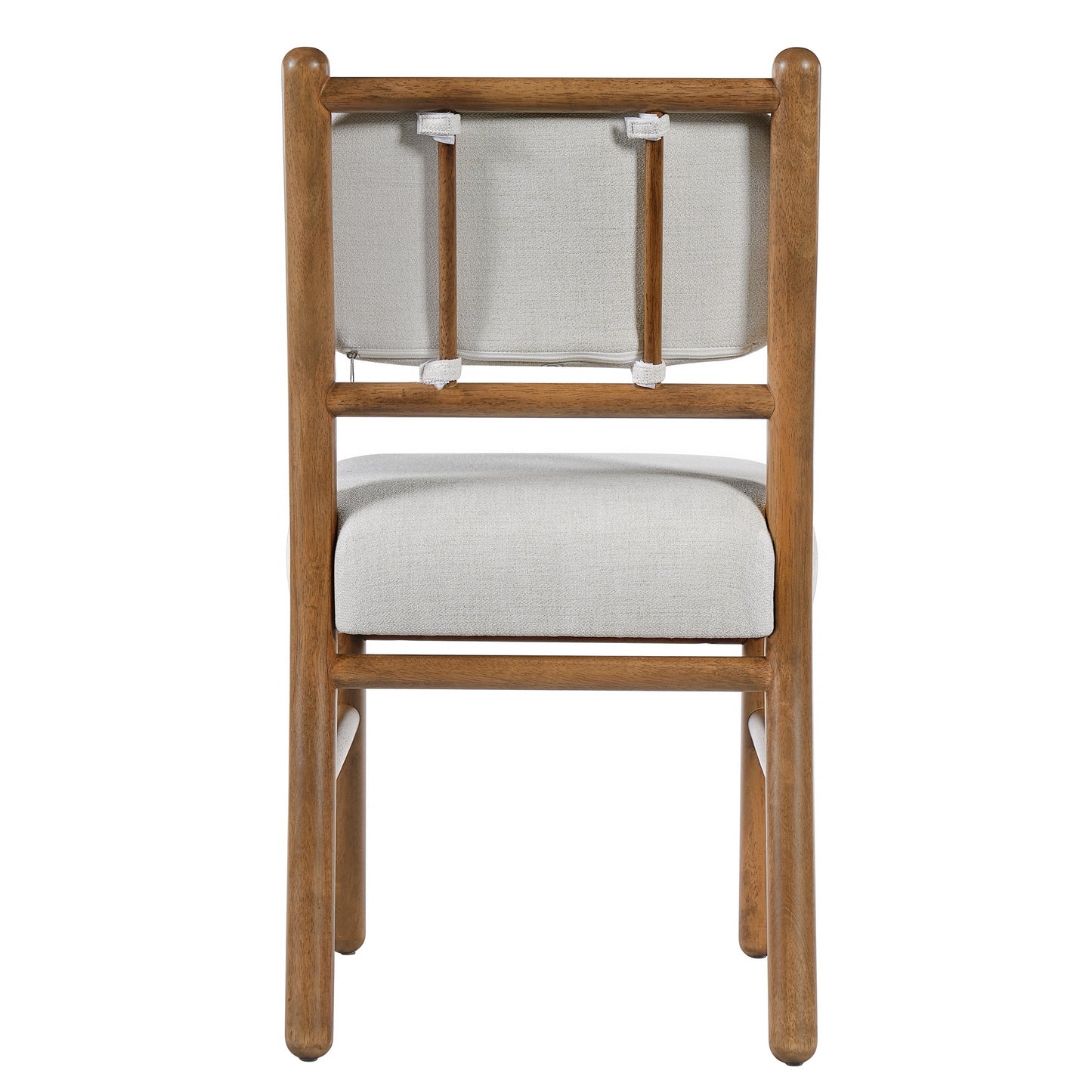 Modern Armless Dining Chairs Set of 2 - Beige Fabric & Dark Walnut
