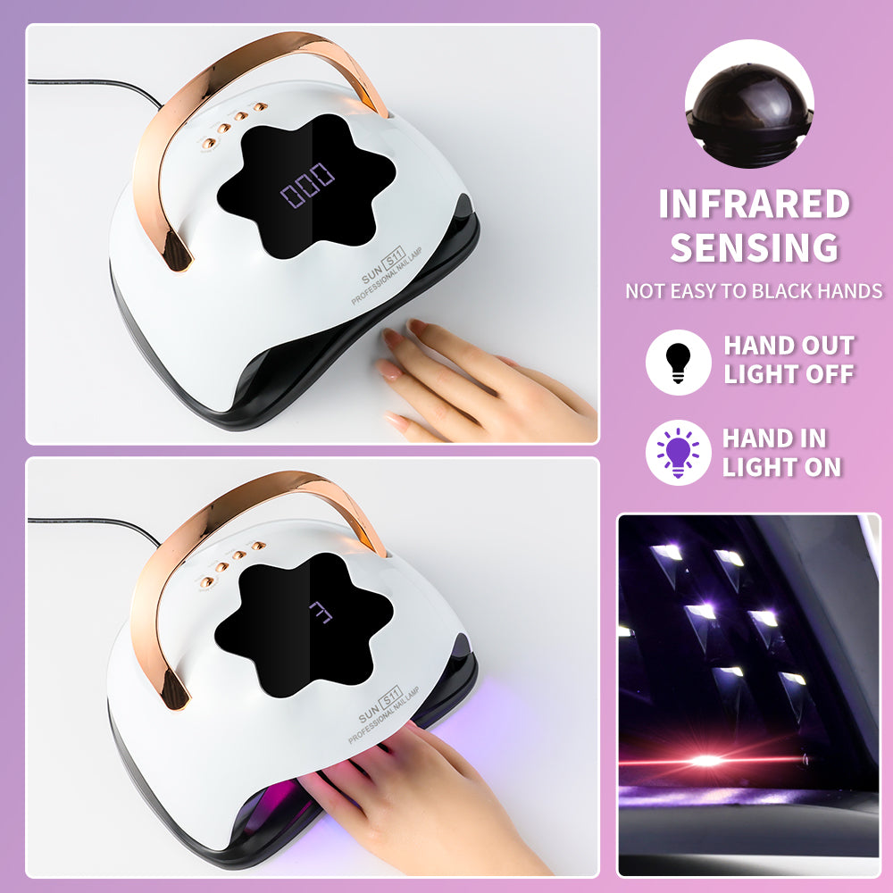 Professional UV LED Nail Lamp - 57-Bead Fast Curing Dryer with Auto Sensor