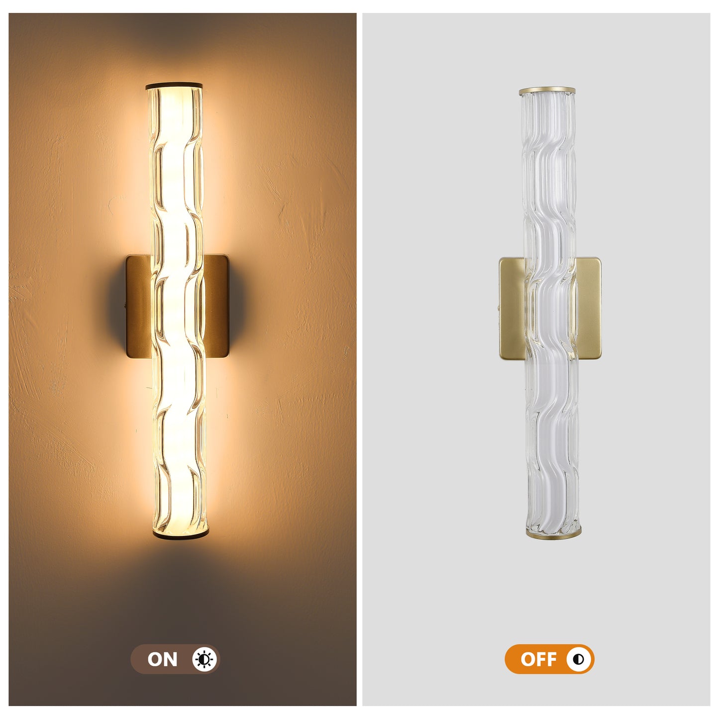 Modern K9 Crystal Wall Sconce - 19.7in Gold Set of 2