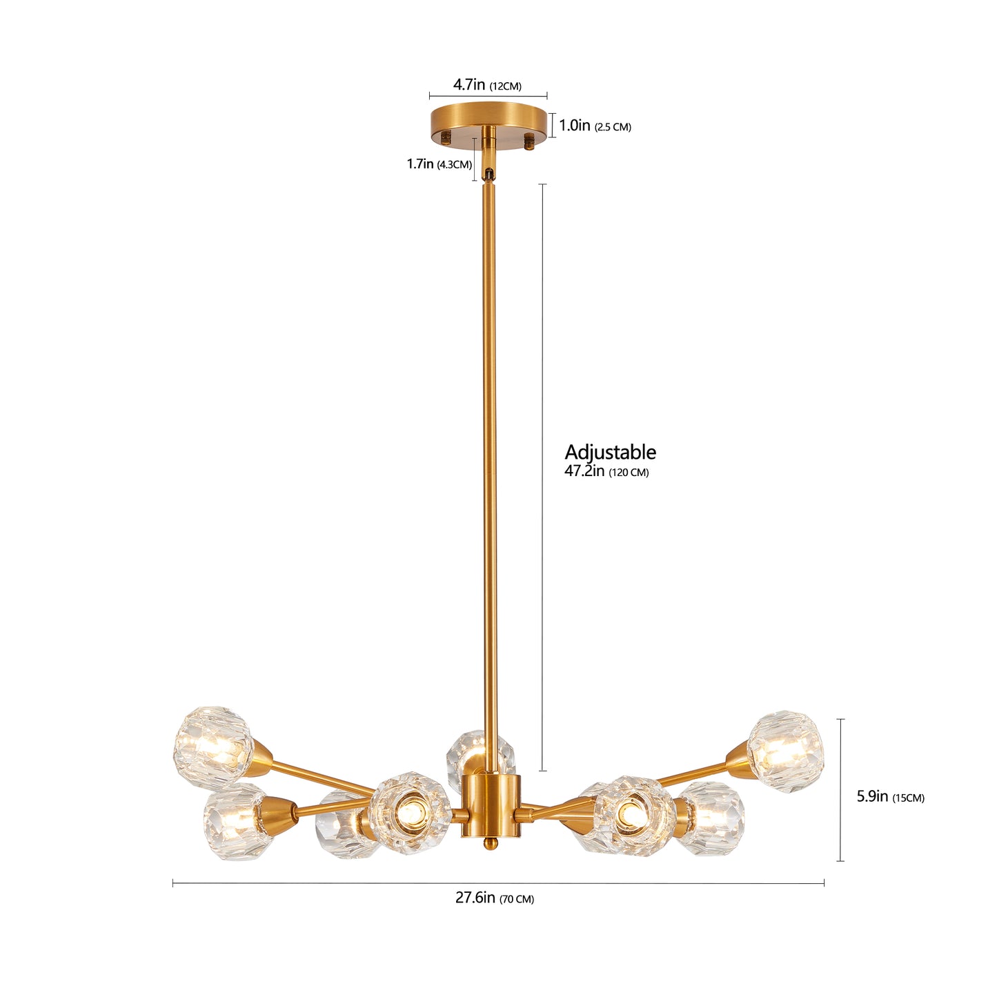Modern Crystal Chandelier - 9 Lights for Living Room & Dining Room