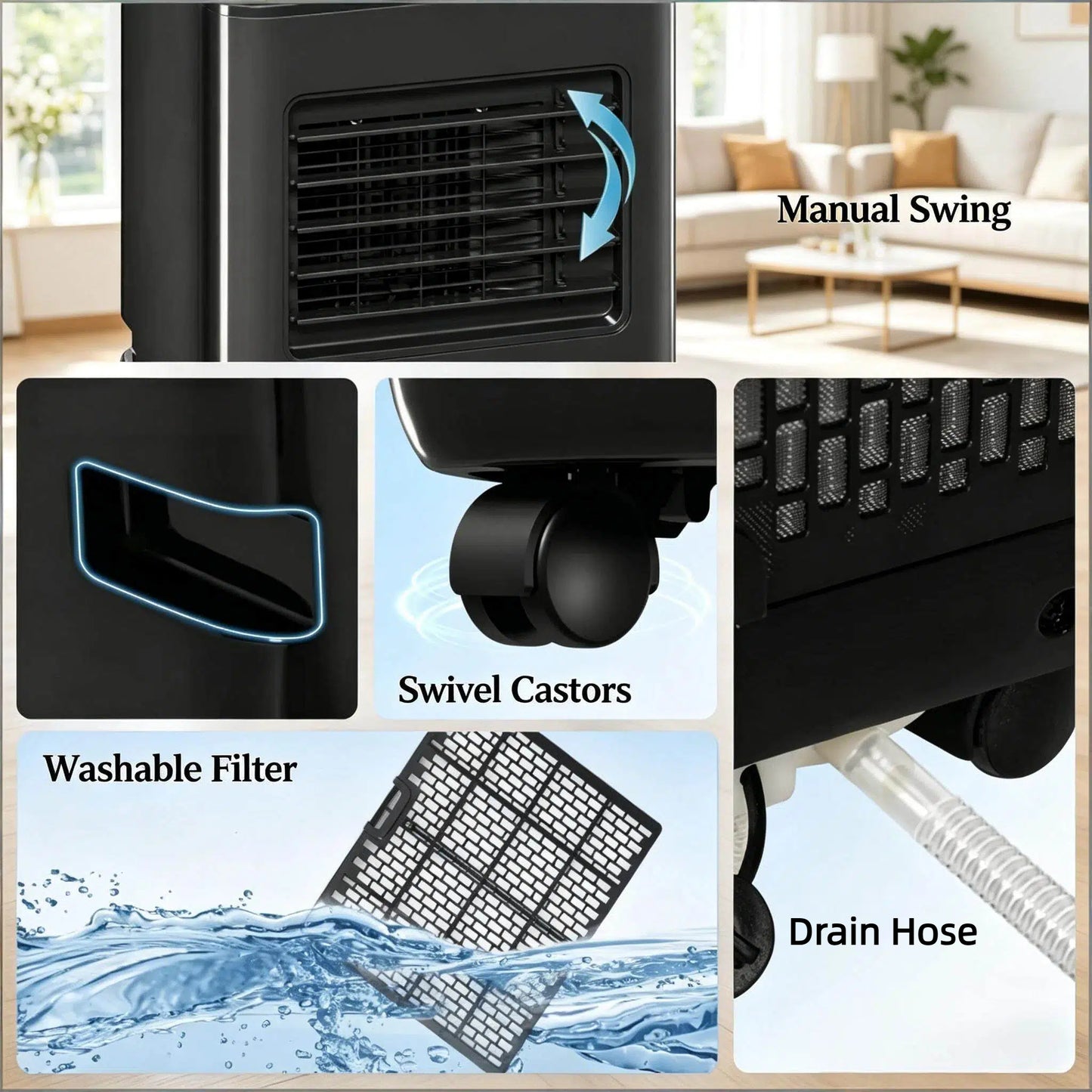 Portable Air Conditioner with Five Modes - Black