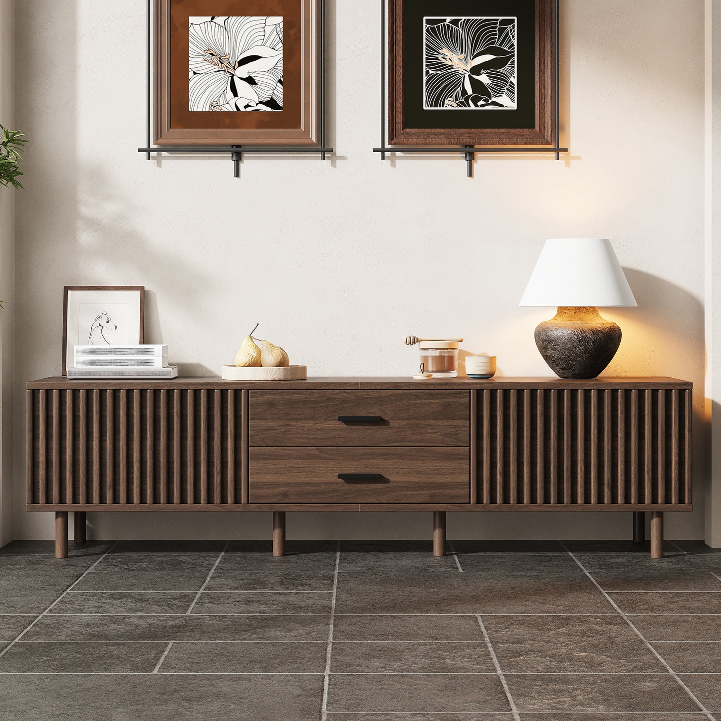 Modern 70-Inch TV Stand for TVs Up to 80 Inches - Dark Brown