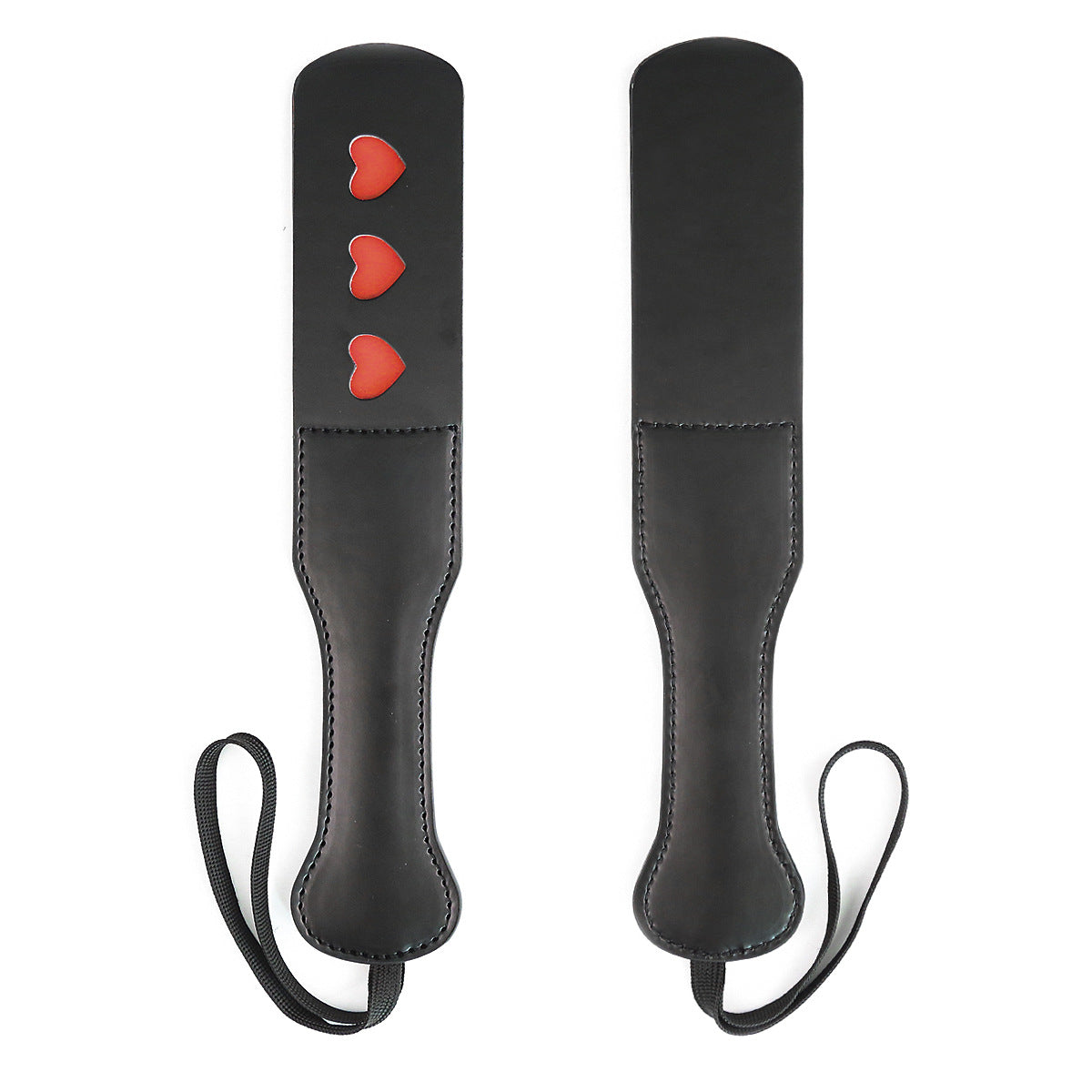Double-Layer Leather Love Heart-Shaped Racket with Handcuffs and Blindfold - Adult Wellness Game Set