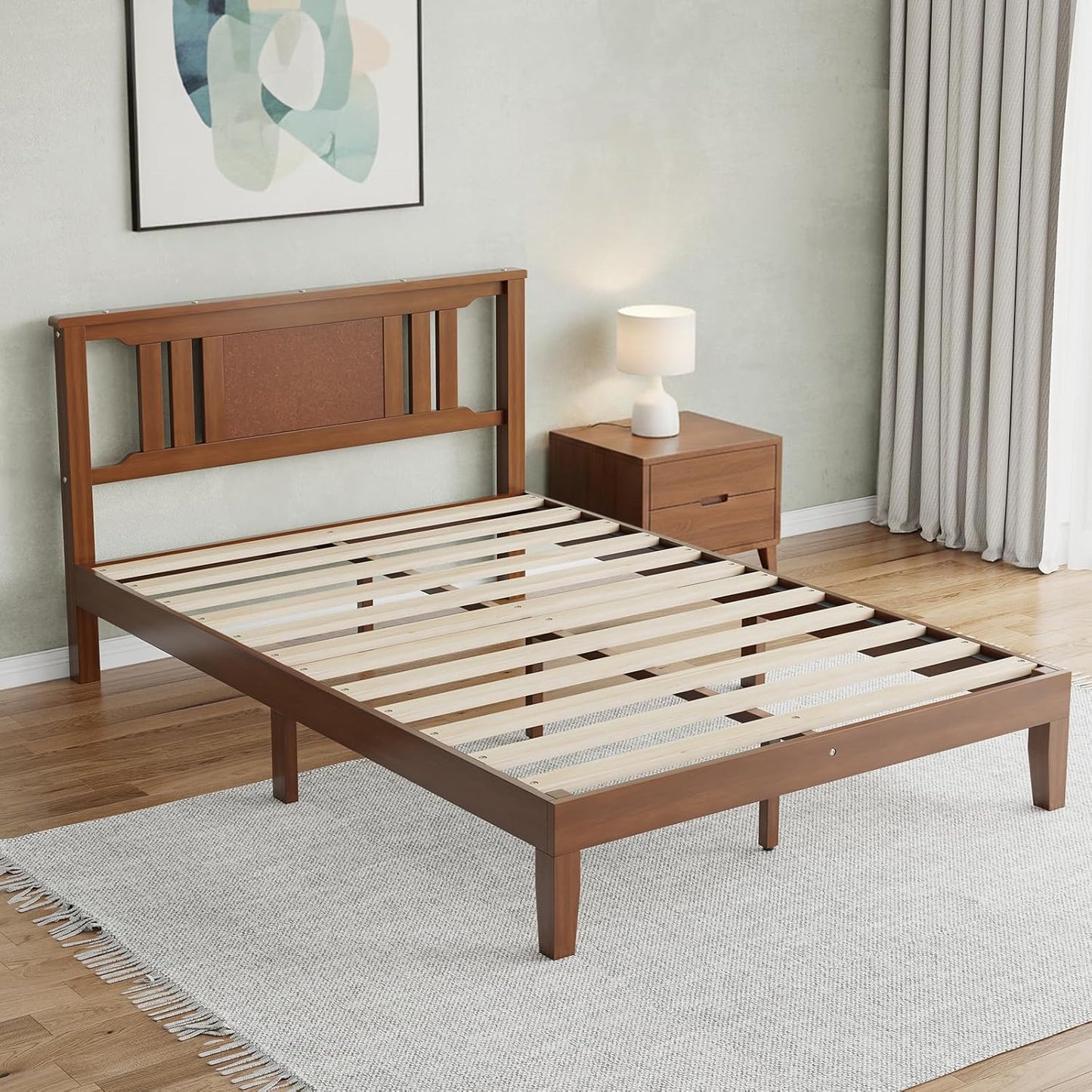 Sturdy Solid Wooden Bed Frame with Headboard - Multiple Sizes