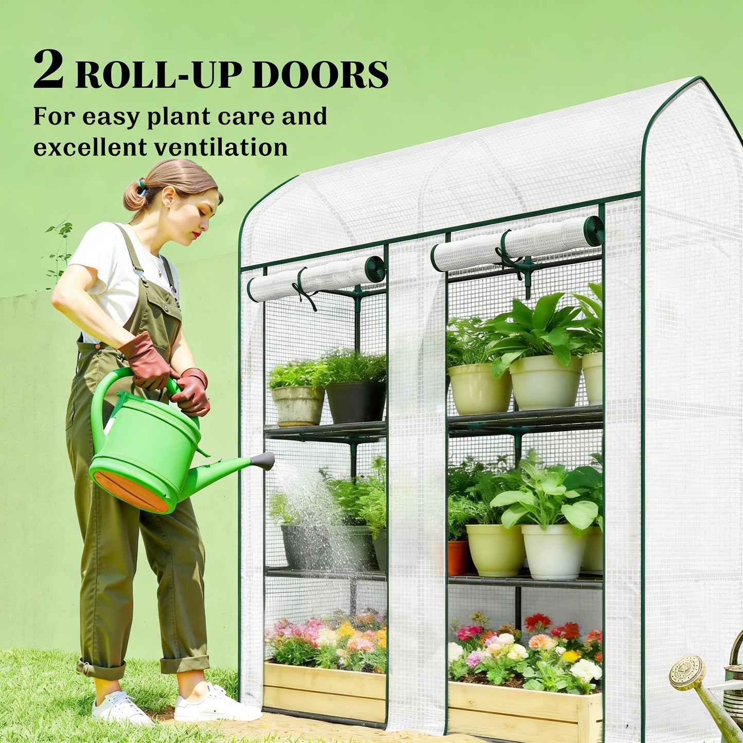 Mini Portable Greenhouse - White Three-Tier Plant Shelf