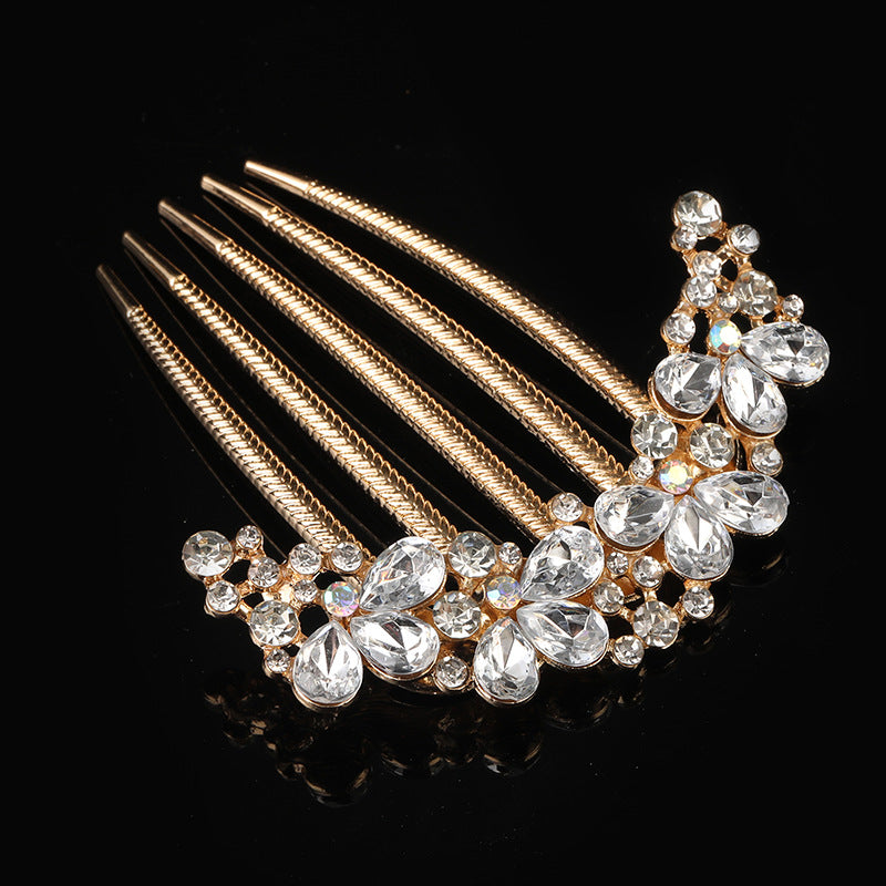Alloy Water Drill Comb Palace Style Women’s Five-Tooth Hair Comb