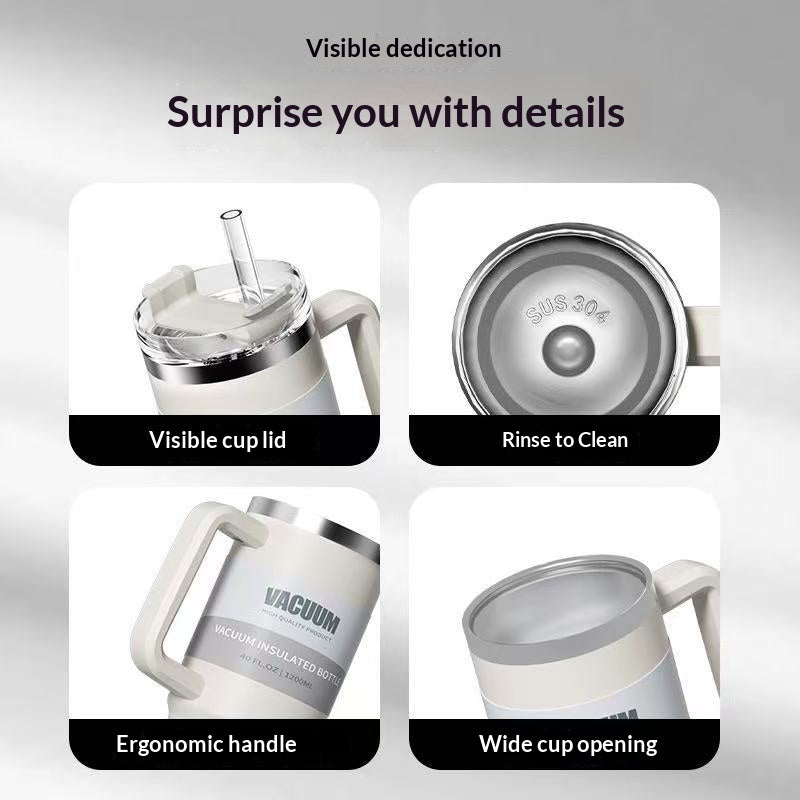 40oz Stainless Steel Iced Coffee Tumbler with Straw – Multiple Colors & 1200ml Capacity