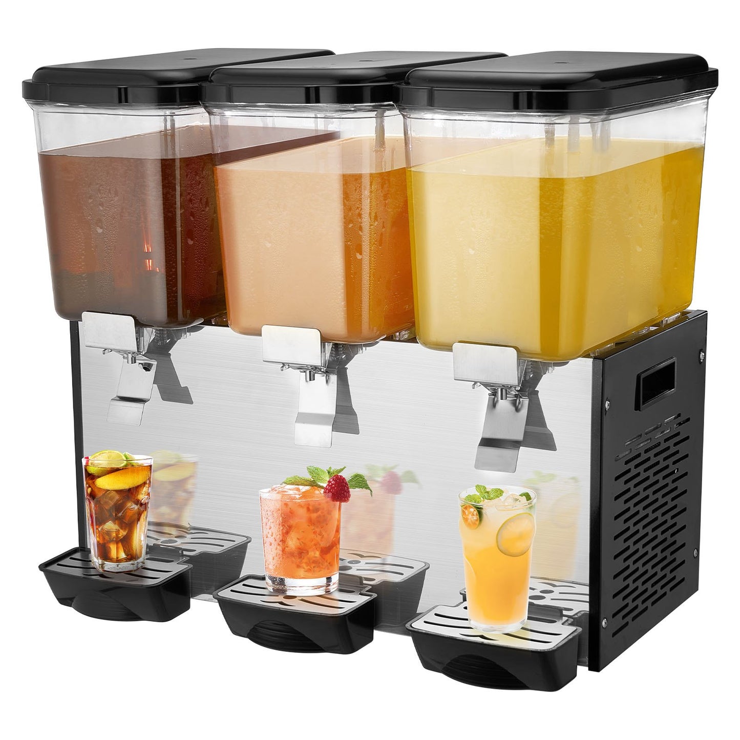 Commercial Beverage Dispenser 18L Triple Tank Cold Juice Ice Drink Dispenser - Silver