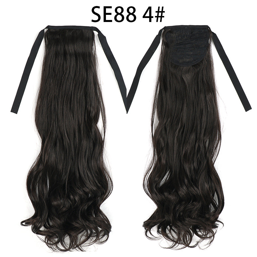 Long Chemical Fiber Wig with Bow Tie Strap - High Temp Silk Hair Extension
