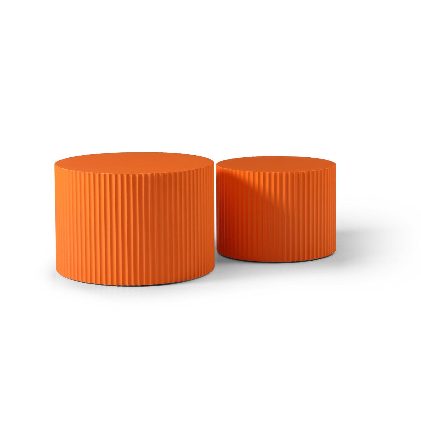 MDF Nesting Coffee Table Set of 2 - Handcrafted Round Design, Orange