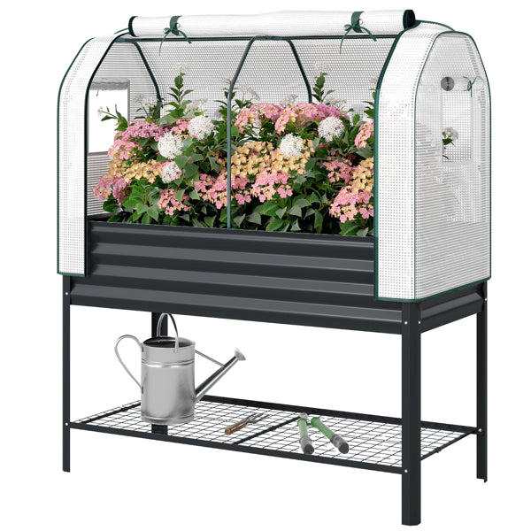 Raised Garden Bed with PE Greenhouse Cover - Elevated Design