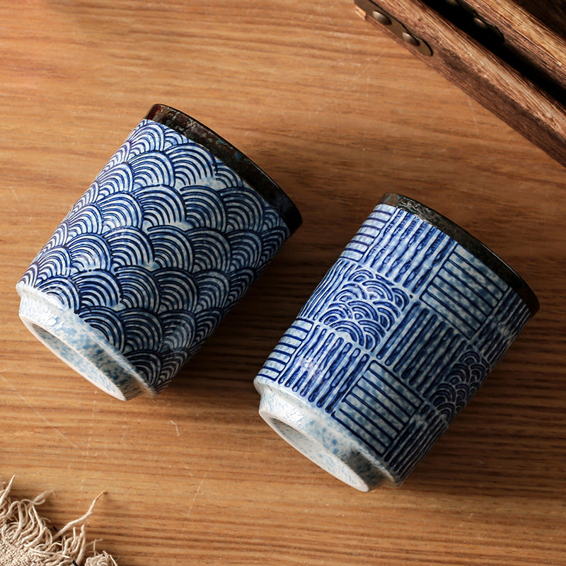 Porcelain Tea Cup with Handle 290ML Japanese Style for Home & Restaurant