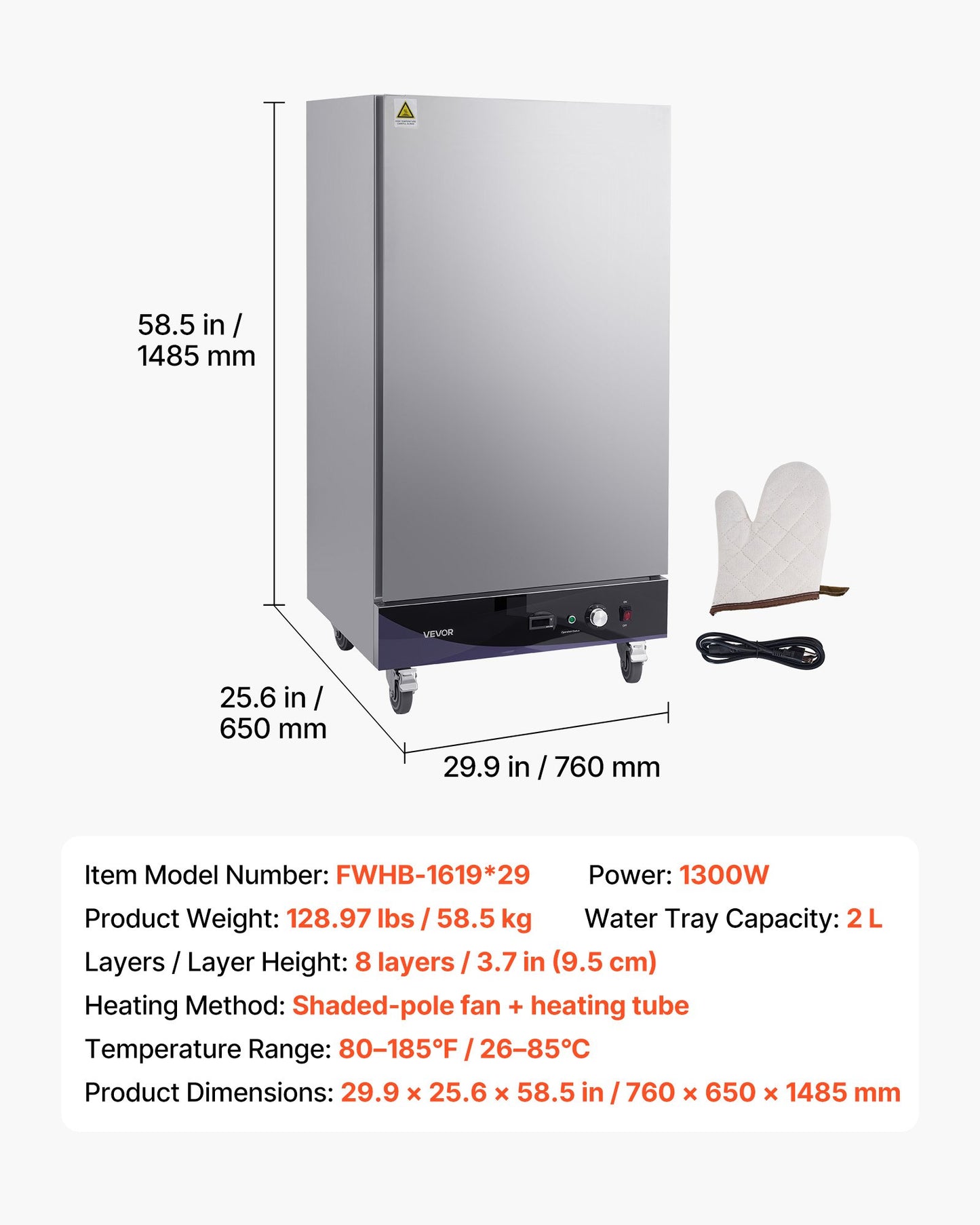 Electric Food Warmer Cabinet - 8-Tier Stainless Steel Warming Oven for Restaurant & Kitchen