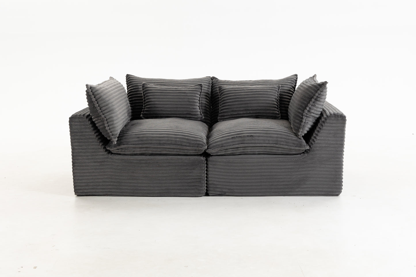 74.8" Wide Modular Sectional Sofa - Antique Grey Corduroy