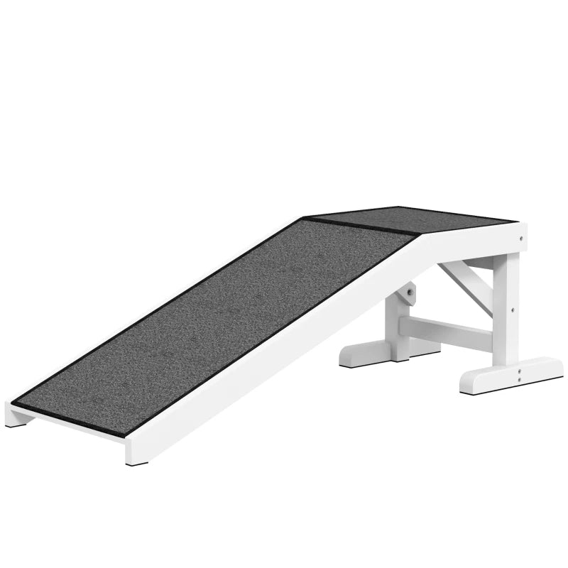 Pet Ramp for Dogs & Cats with Non-Slip Carpet - White, Heavy Duty Wooden Pet Step
