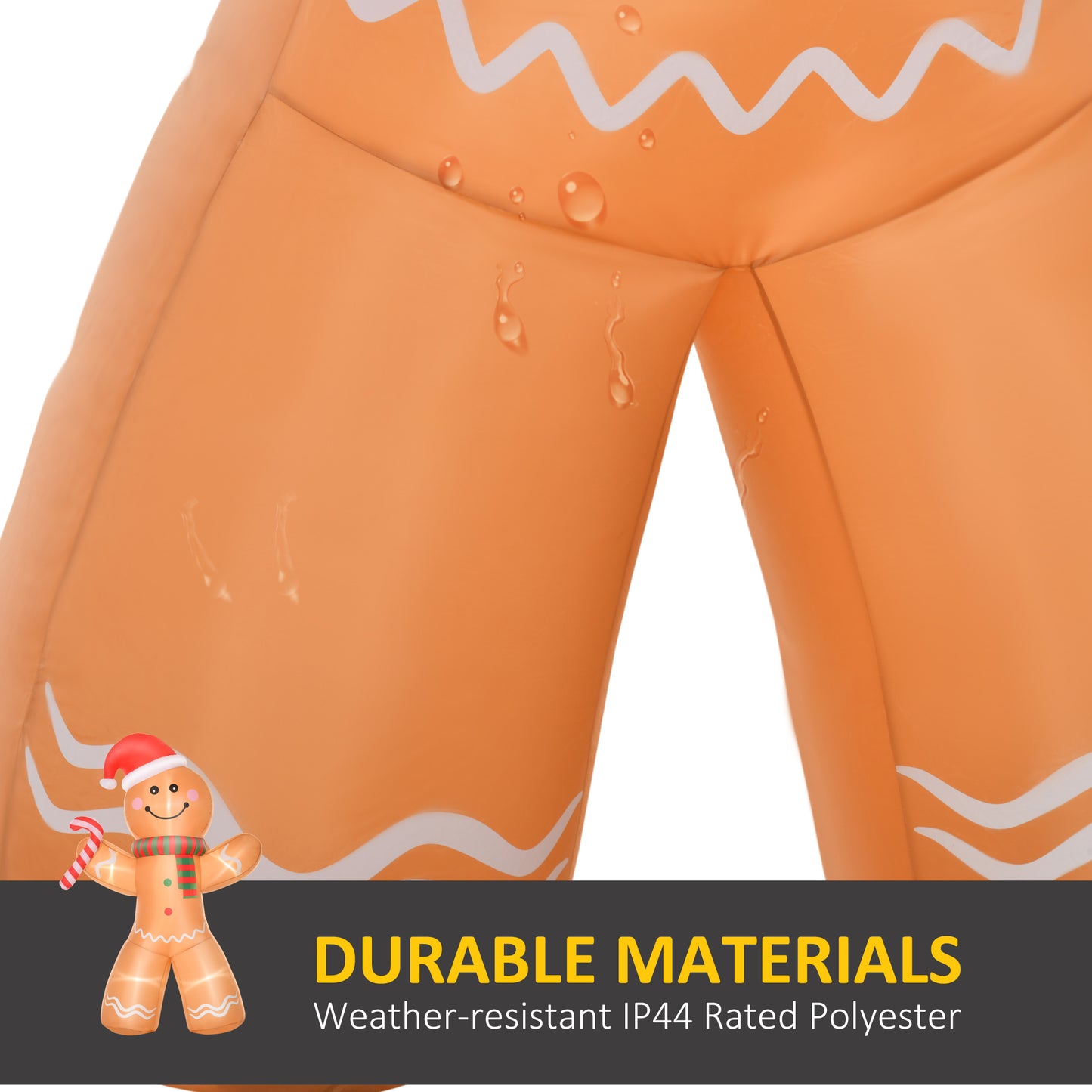 8ft Inflatable Gingerbread Man with Candy Cane - LED Lights