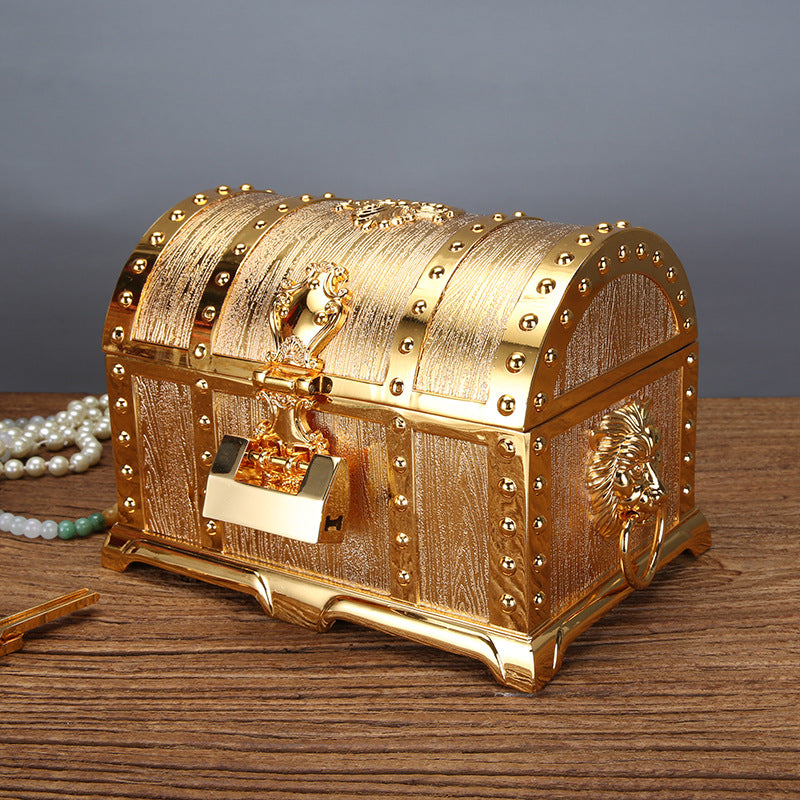 Retro Chinese Style Jewelry Box with Lock - Handcrafted Alloy Storage Chest