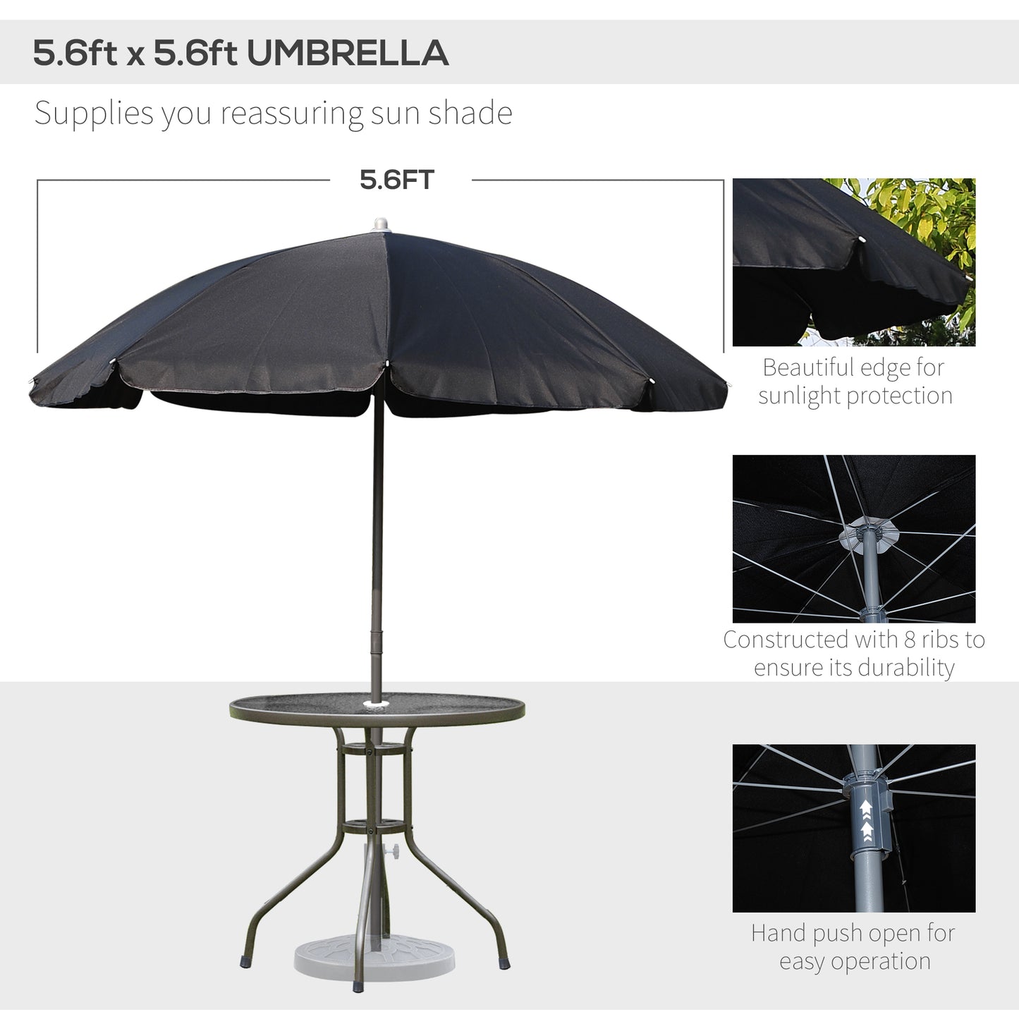 Outdoor Patio Dining Set for 4 with Umbrella & Folding Chairs