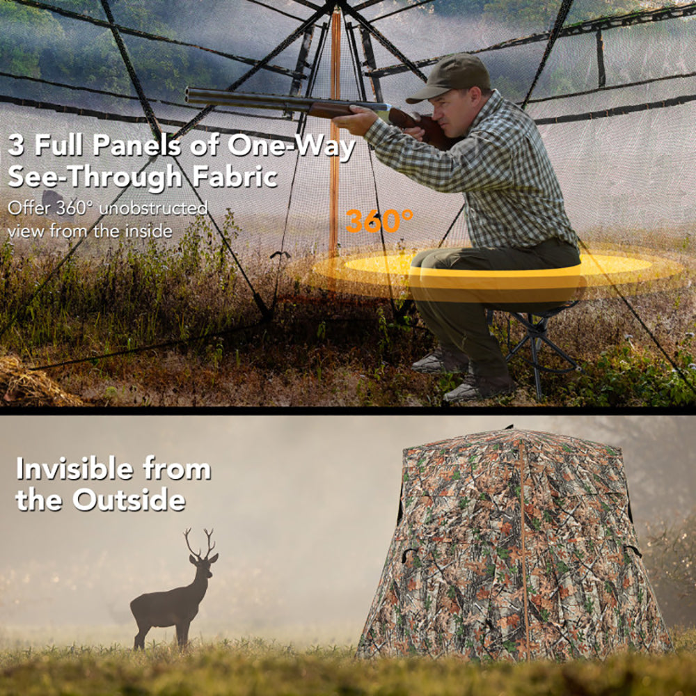 Camouflage 360-Degree One-Way See-Through Hunting Blind
