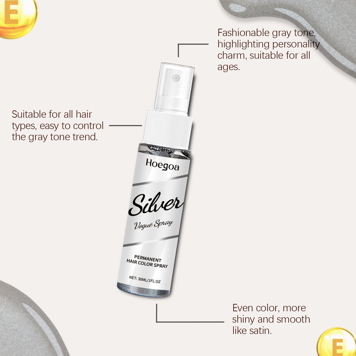 Long-Lasting Nourishing Hair Color Spray with Plant Extracts 30ml & 3pcs Set