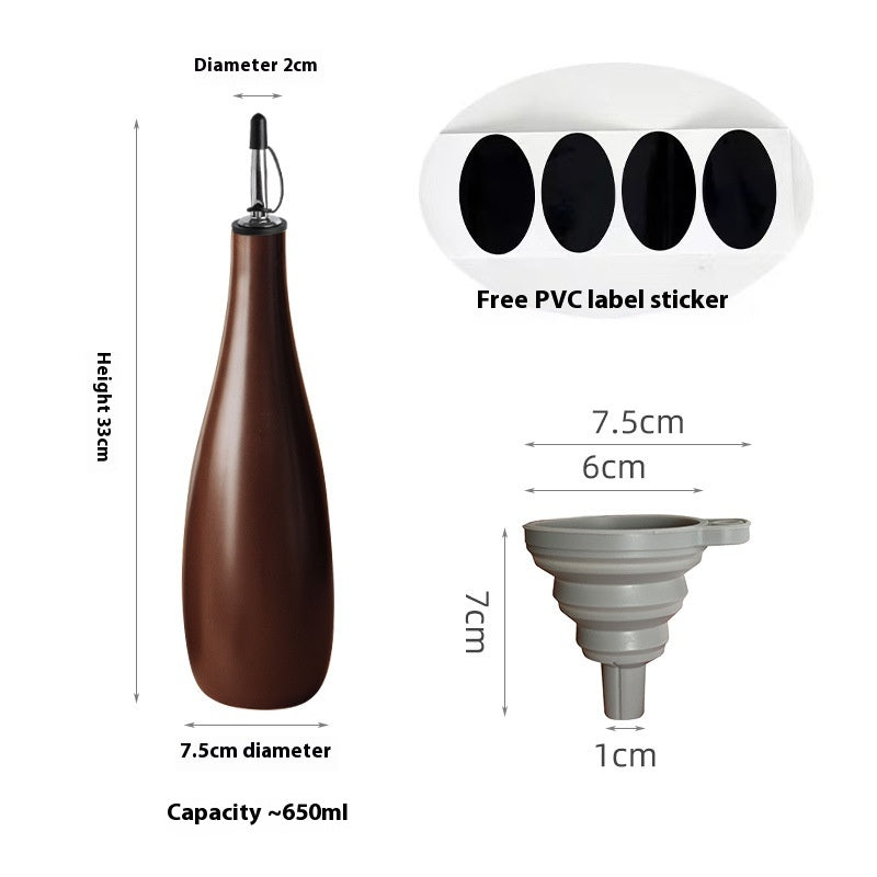Ceramic Oil Dispenser Pot Sealed Kitchen Spice Bottle with Funnel